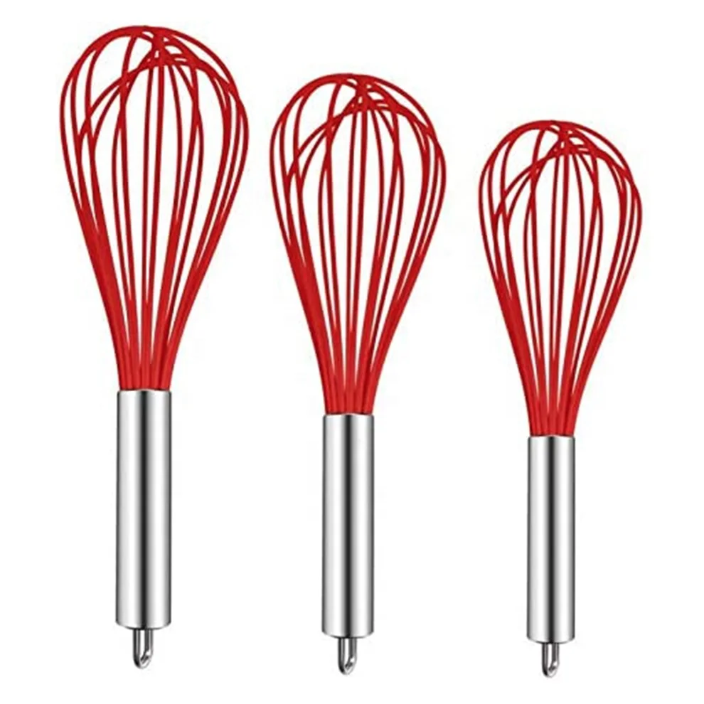 Kitchen Practical Sturdy Silicone Egg Whisk,Stainless steel egg beater cream mixer