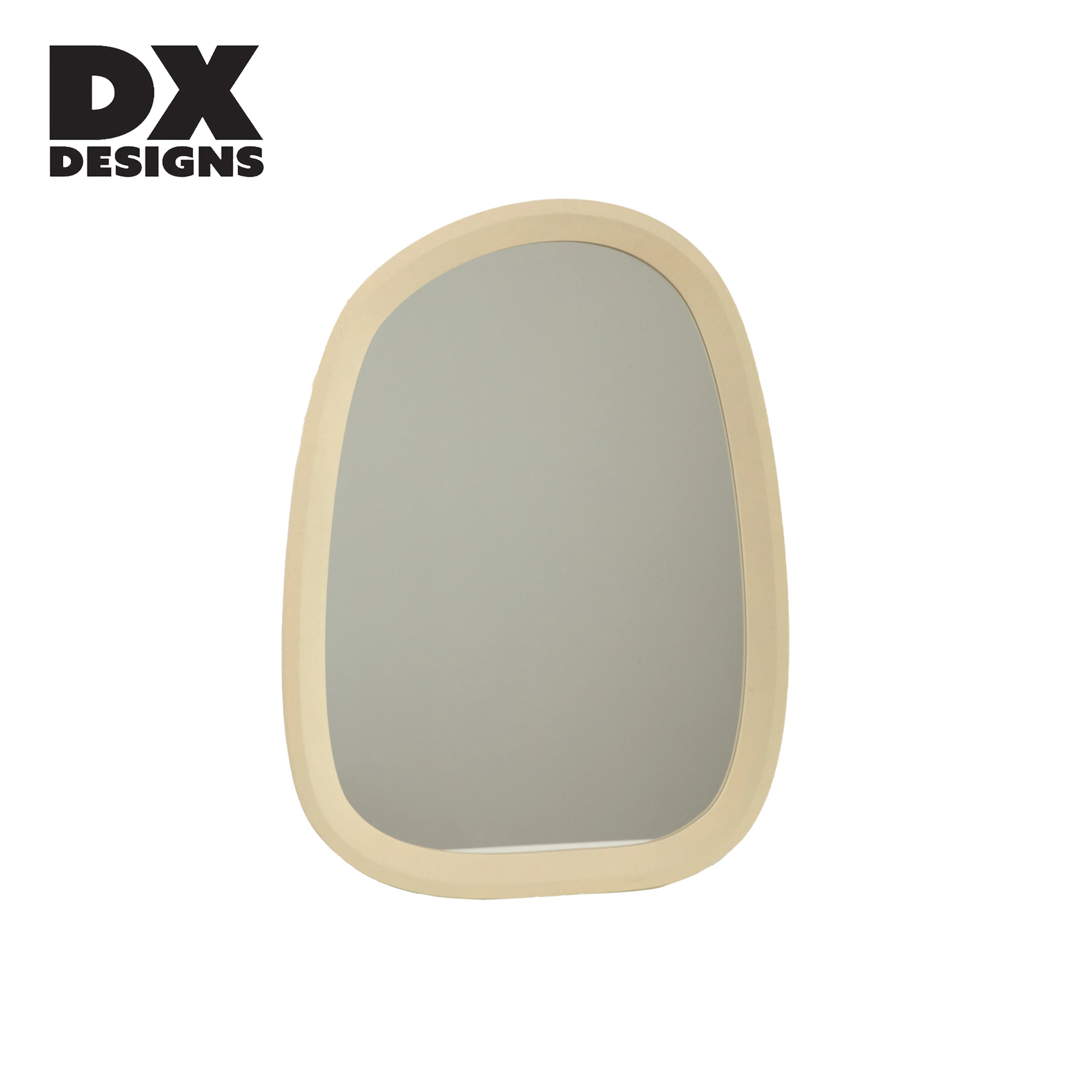 Modern Decoration Round Corner Arched Wall Mirror Living Room Wood Stone Finish Frame Design Wall Vanity Mirror Decoration