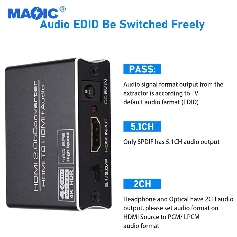 Audio Video Equipments 4K x 2K HDMI to HDMI Optical SPDIF 3.5mm Stereo Audio Splitter Converter HDMI Audio Extractor