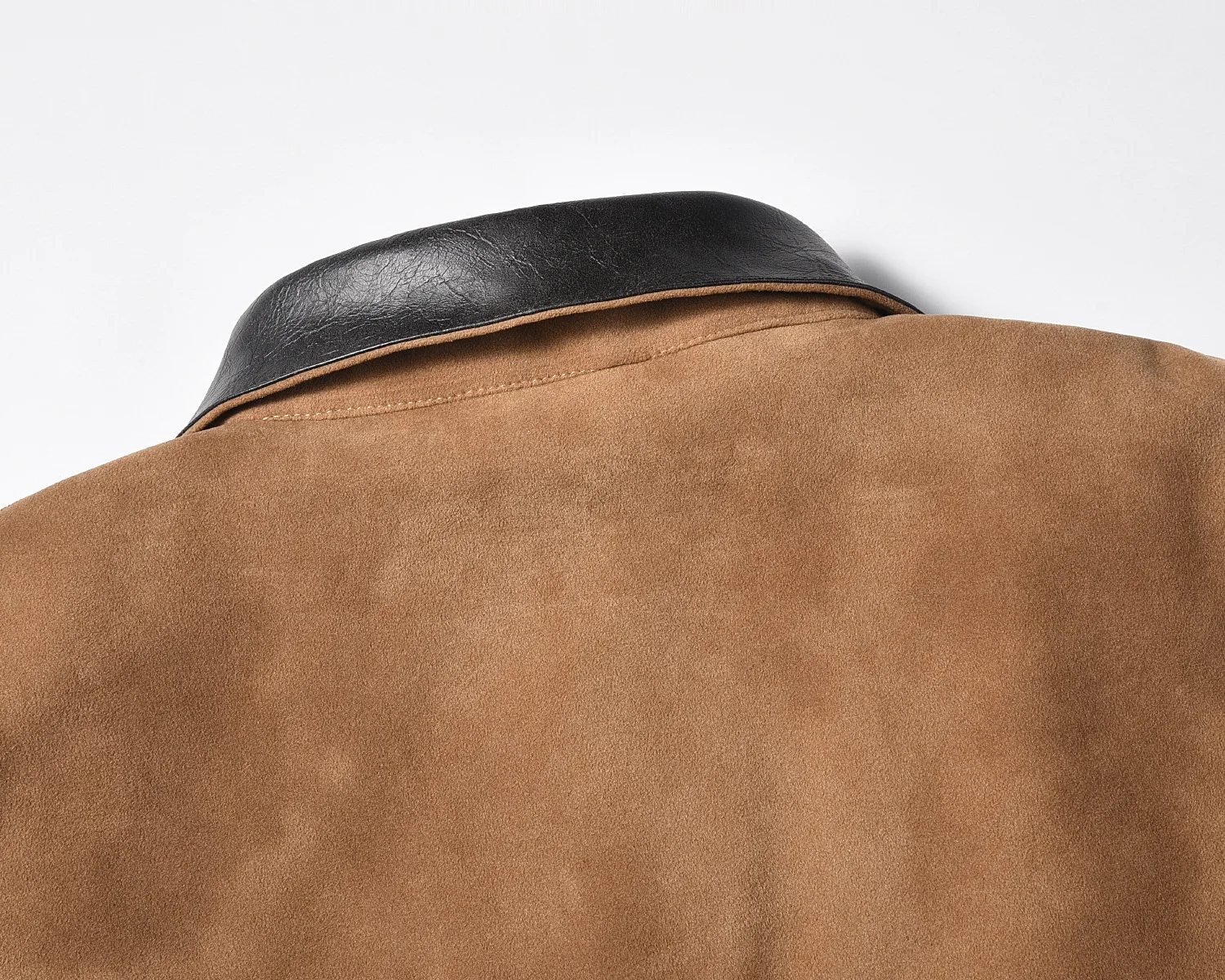 Lapel washed casual faux deer skin jacket Vintage wash faux suede leather jacket Casual work driver trucker jacket