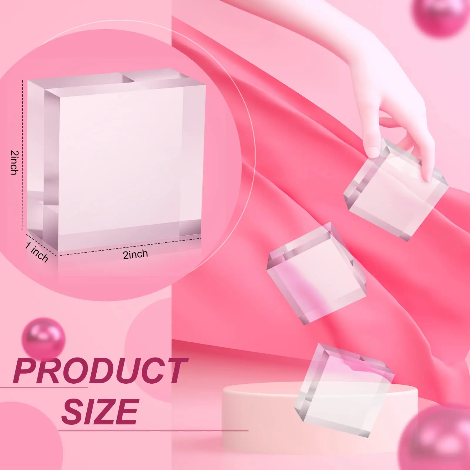 Factory wholesale 4 Pieces High Clear Cube Jewelry Showcase  Acrylic Square Display Block for counter Photo Booth Props