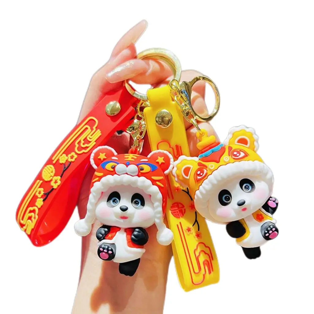 2024 Newest customized doll lovely cartoon lion dance promotional gift lucky cat design keychain car key