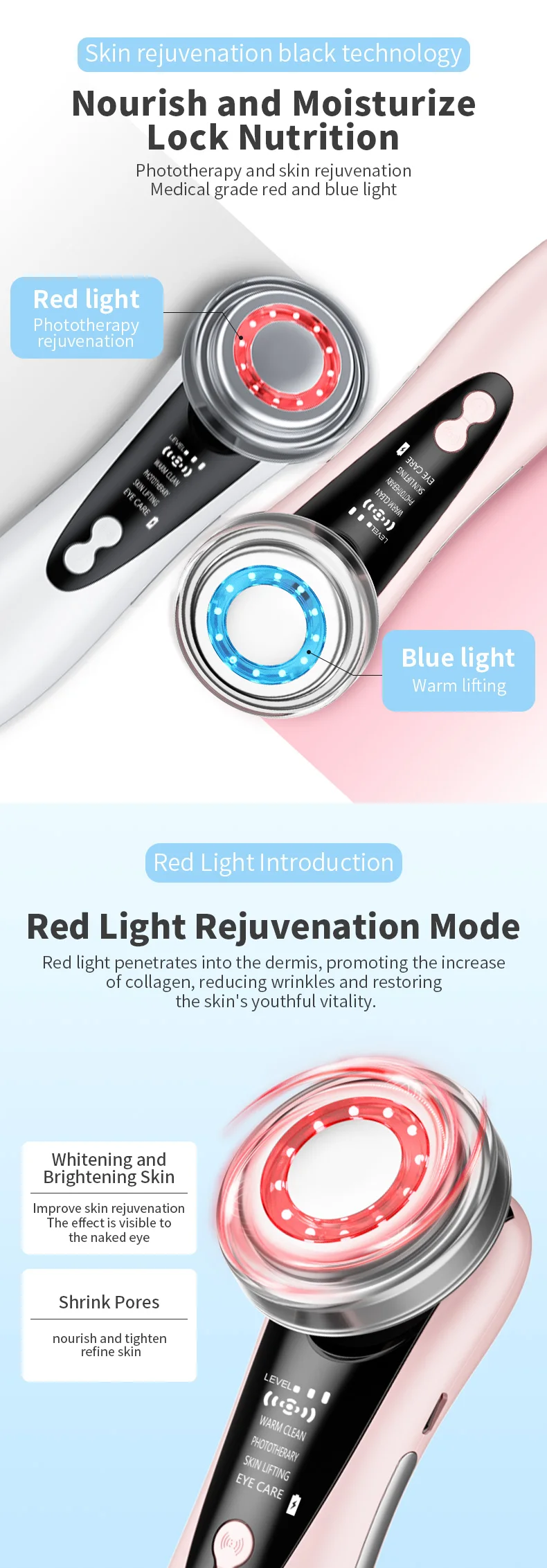 Facial Massager Professional Manufacturer Face Lifting 3d V Roller Pulse Lift Skin Tightening Device Led