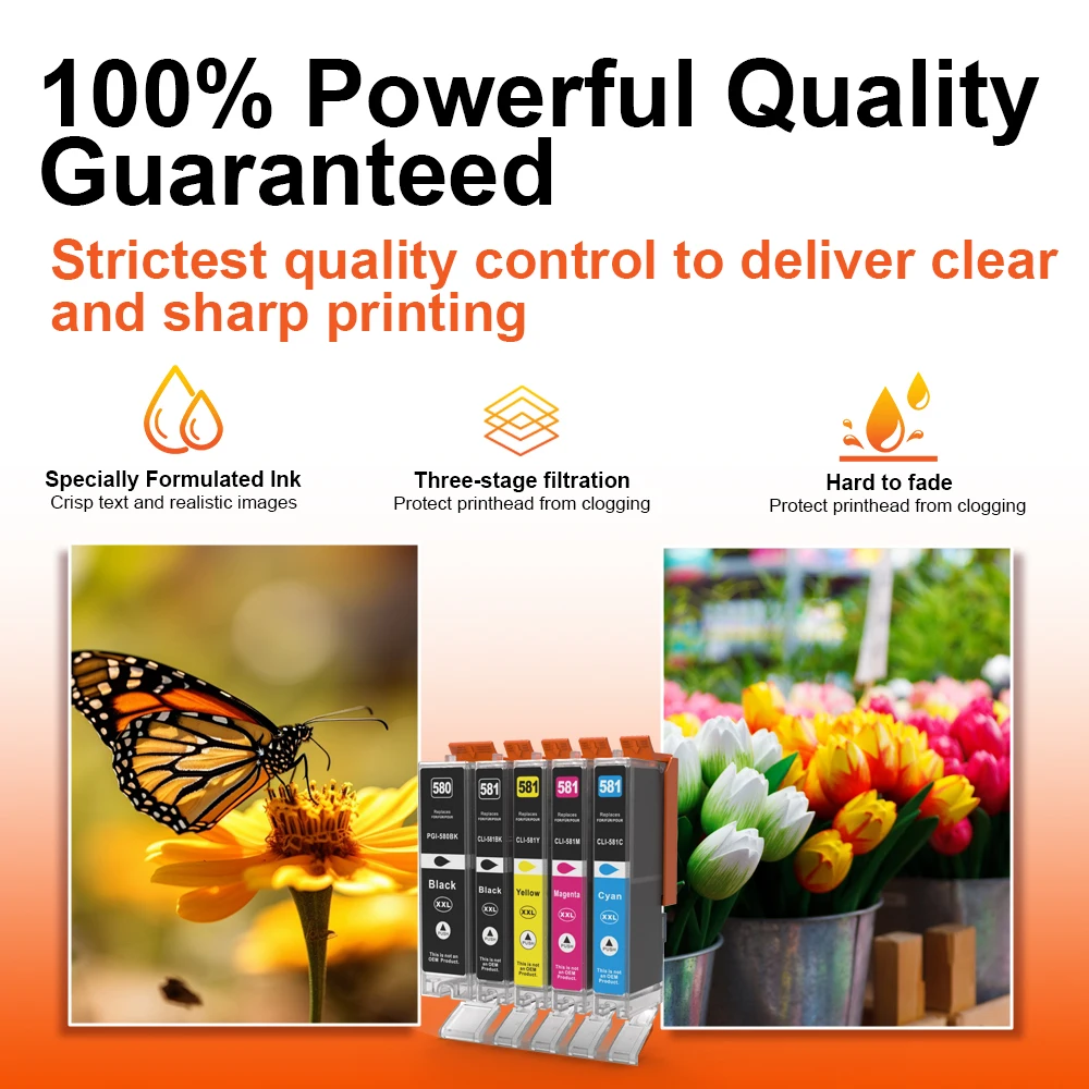 Topjet PGI580 PGI 580 CLI 581 XL 580XL 581XL CLI581 580XXL Compatible Color Inkjet Ink Cartridge for Canon TR7550 TS8250 Printer