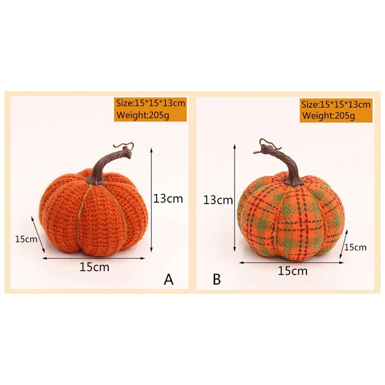 Fabric Pumpkins for Decorating Halloween Thanksgiving Fake Knitted Fabric Pumpkin Desktop Window Decorations H0461