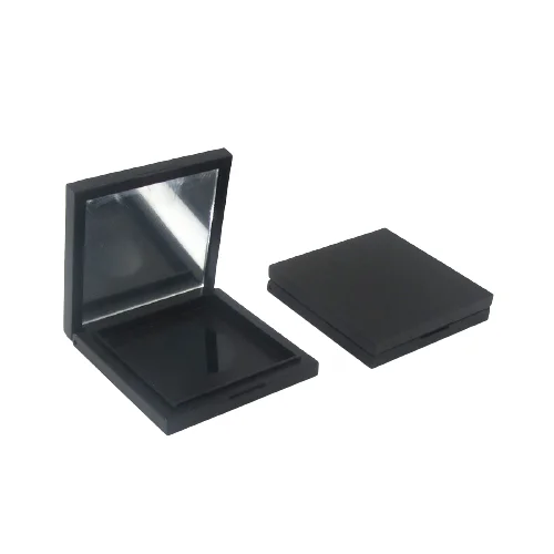 Square Matte Black Compact 10g Makeup Cosmetic Pressed Powder Packaging Container Box Empty Men Bronzer Highlighter Blusher Case