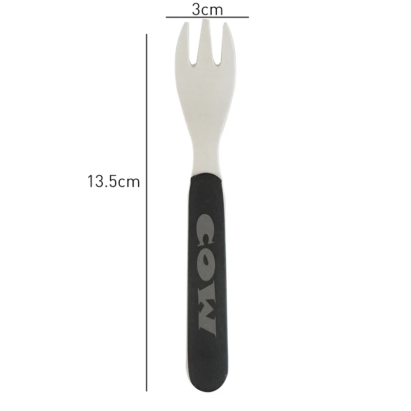 Wholesale Biodegradable Eco Frieendly 5 Pcs Milk Cow Cartoon Bamboo Fiber Kids Tableware Dinnerware Baby Plate Bowl Cup Sets