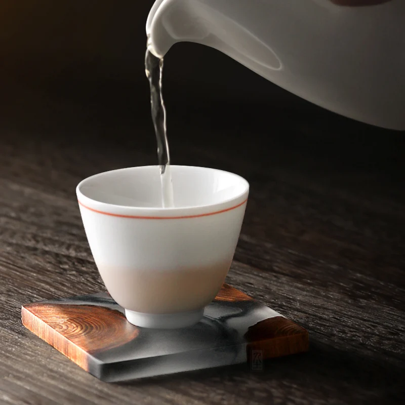 
Artist designs Japan style epoxy resin craft wooden coasters 