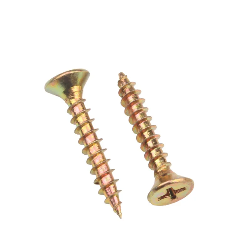 Aimino OEM High-strength Fiberboard Screws Gold Self-tapping Screws Carbon Steel Zinc Plated Furniture Screws