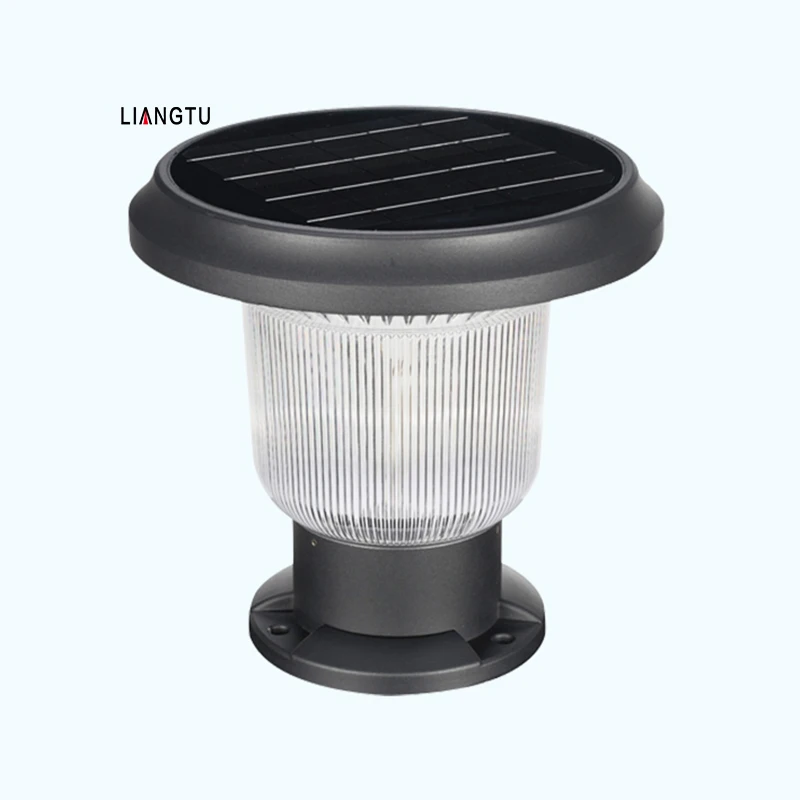 2024 New Solar Power LED Pillar Lamp Outdoor Garden Fence Yard Post Pillar Lights Column Head Lamp