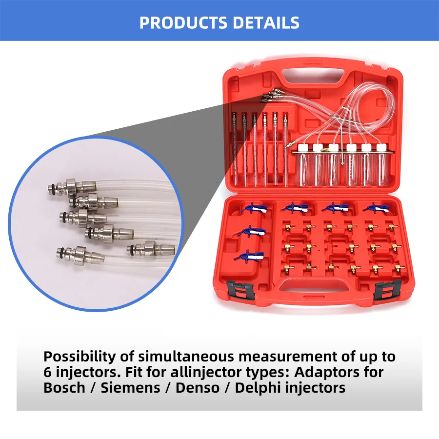 Diesel Injector Flow Meter Diagnostic Tool 6 Cylinder Common Rail Adaptor Fuel Tester Set For Sale