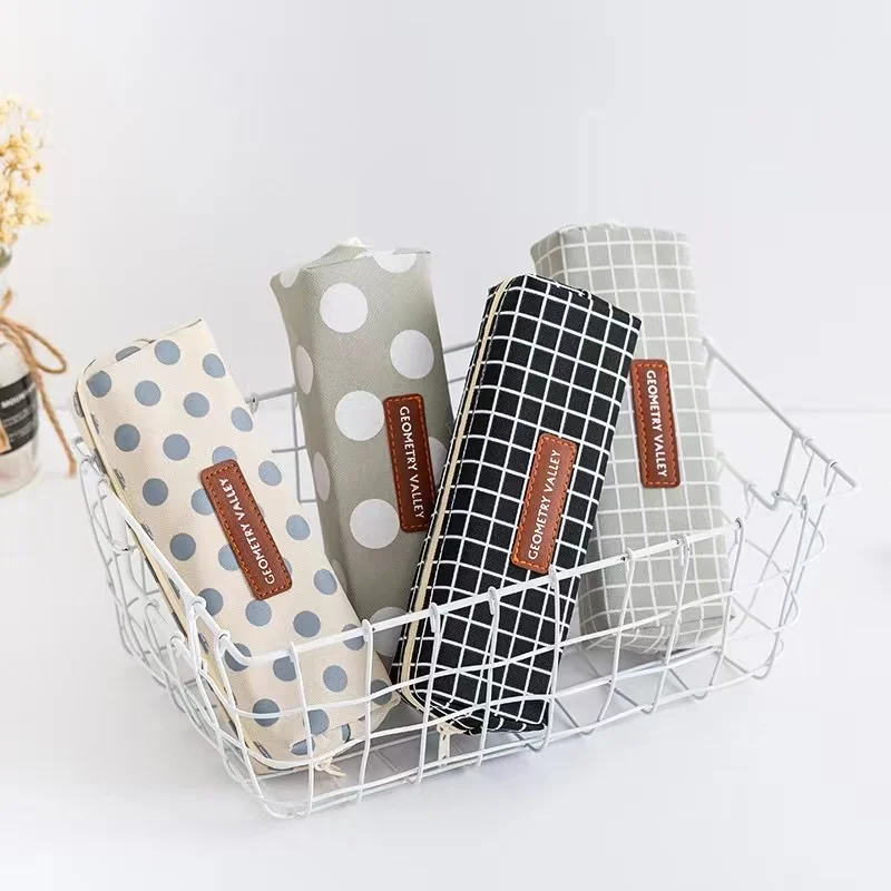 logo student zips pencil bag pencil case Wholesale studentstationery Creative Large Capacity Cloth Pencil Case for Girls School