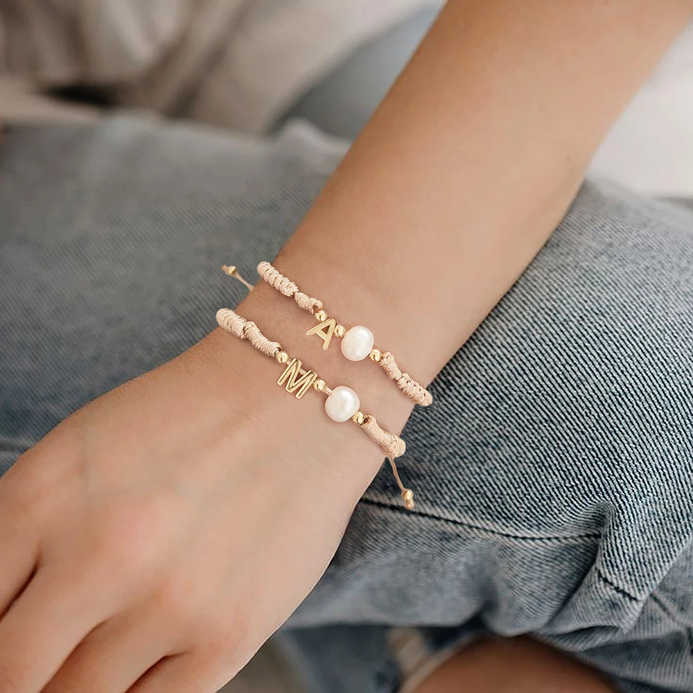 KKBEAD 26 начальный браслет с буквами дизайнерские браслеты ручной работы 18K позолоченные из бисера