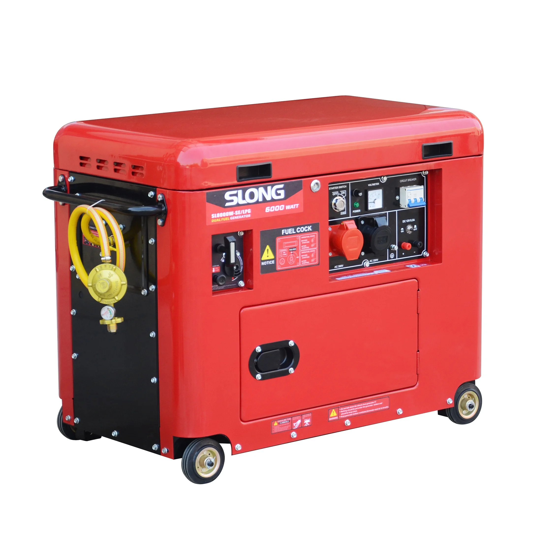  Двухтопливный Супер Бесшумный gasoliine генератор SL8000W-SE420CC красного цвета 6
