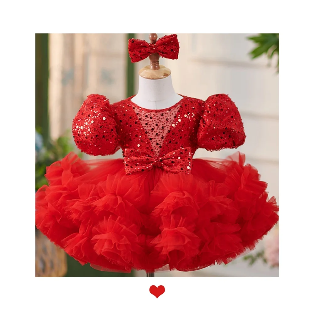 Роскошное элегантное кружевное платье для девочек расшитое блестками и бантом официальное вечернее платье-пачка принцесс на день рождения летняя Роскошная Одежда детей