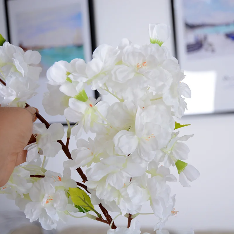 2023 Artificial white pink color cherry blossom branches for wedding centerpieces arch tree tall vases