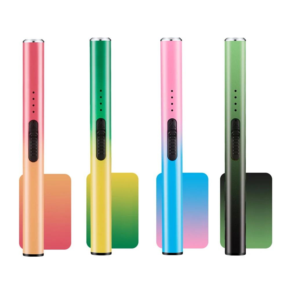 Long Pulse Igniter Kitchen Outdoor Aromatherapy Candle Lighter Electronic Windproof Lighter Candy Color Novelty Party BBQ