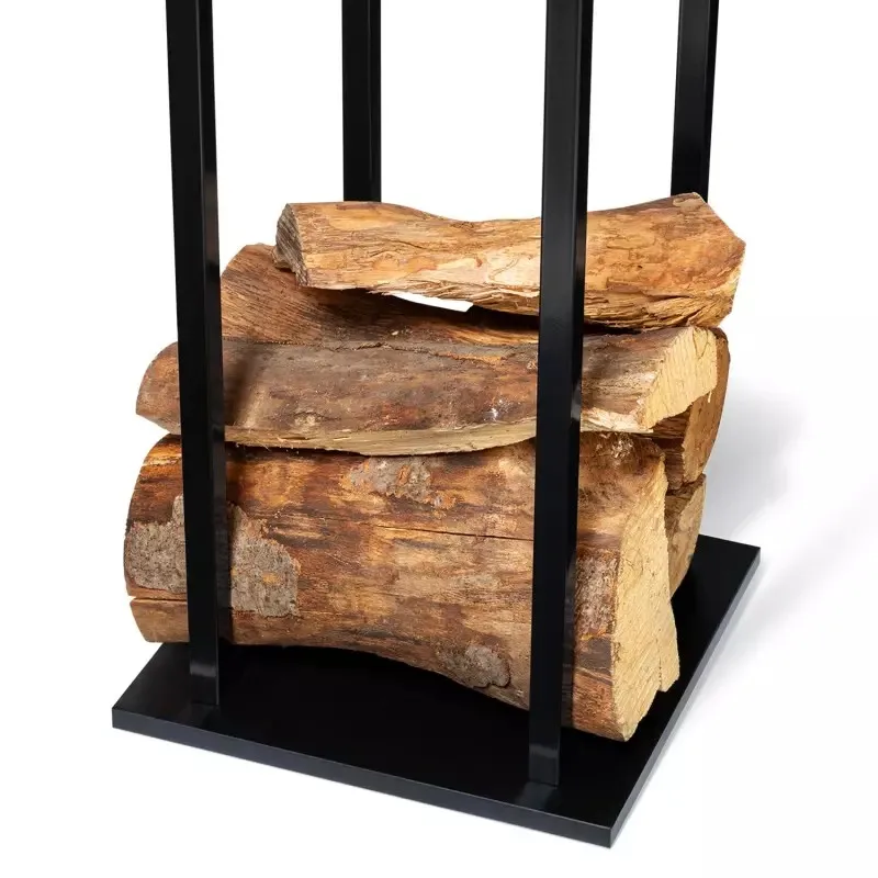 Modern Design Indoor Contemporary Firewood Storage Dry Firewood Black Tall Firewood Storage