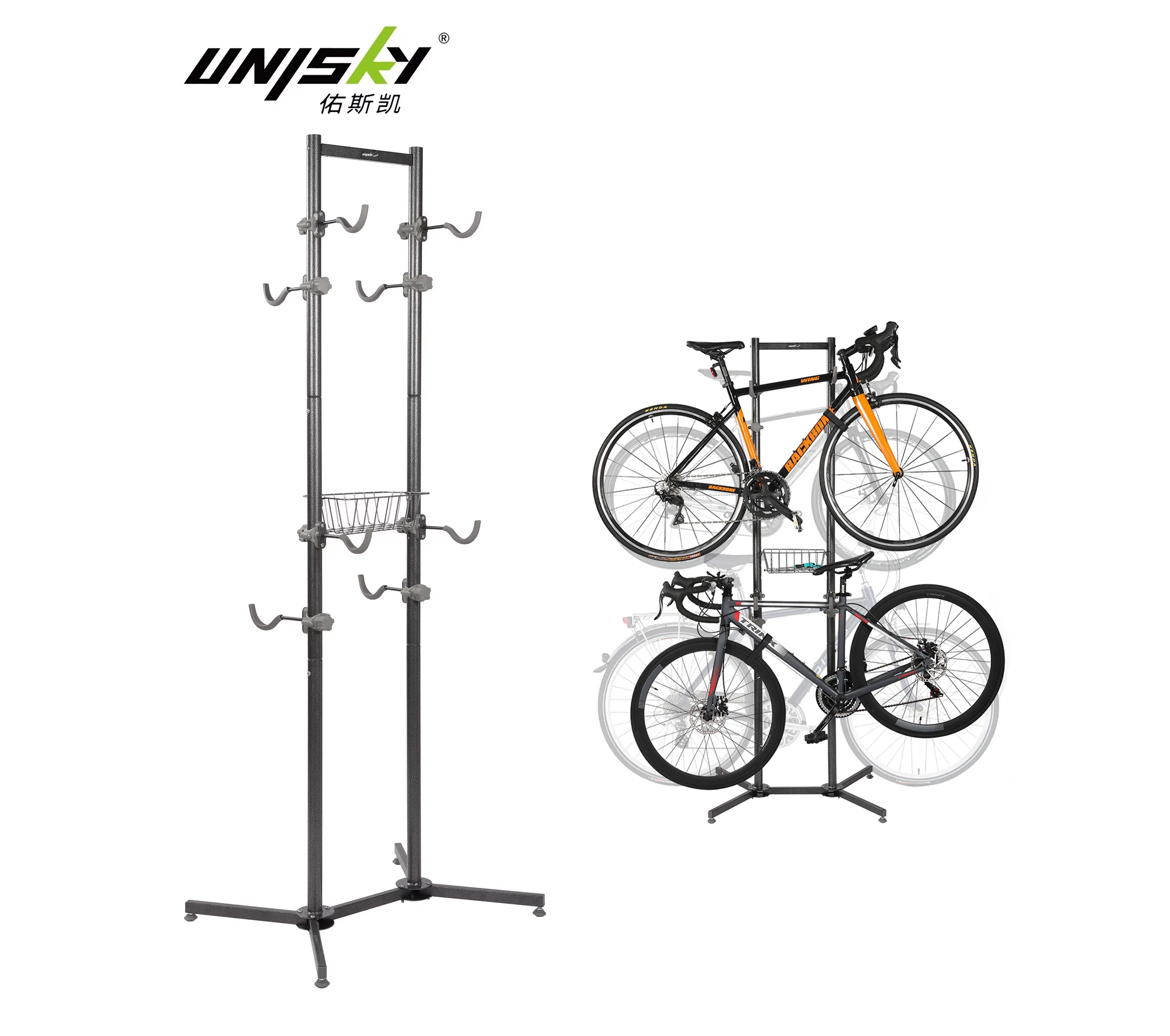 Стойка для велосипеда с регулируемой высотой, 4 велосипеда, стойка с максимальной нагрузкой, 80 кг, вертикальная стойка для хранения велосипедов