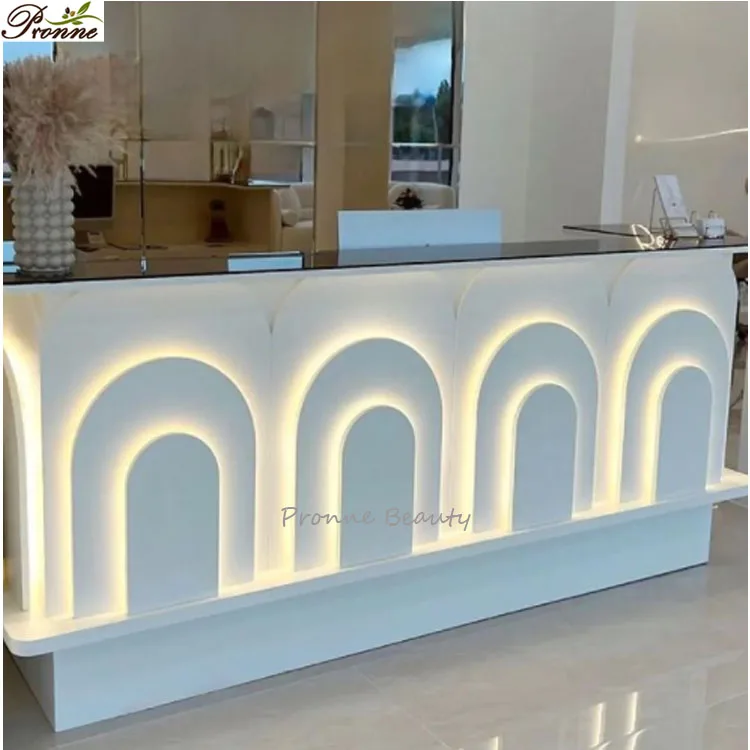 high quality beauty salon modern white big reception desk front desk wholesale