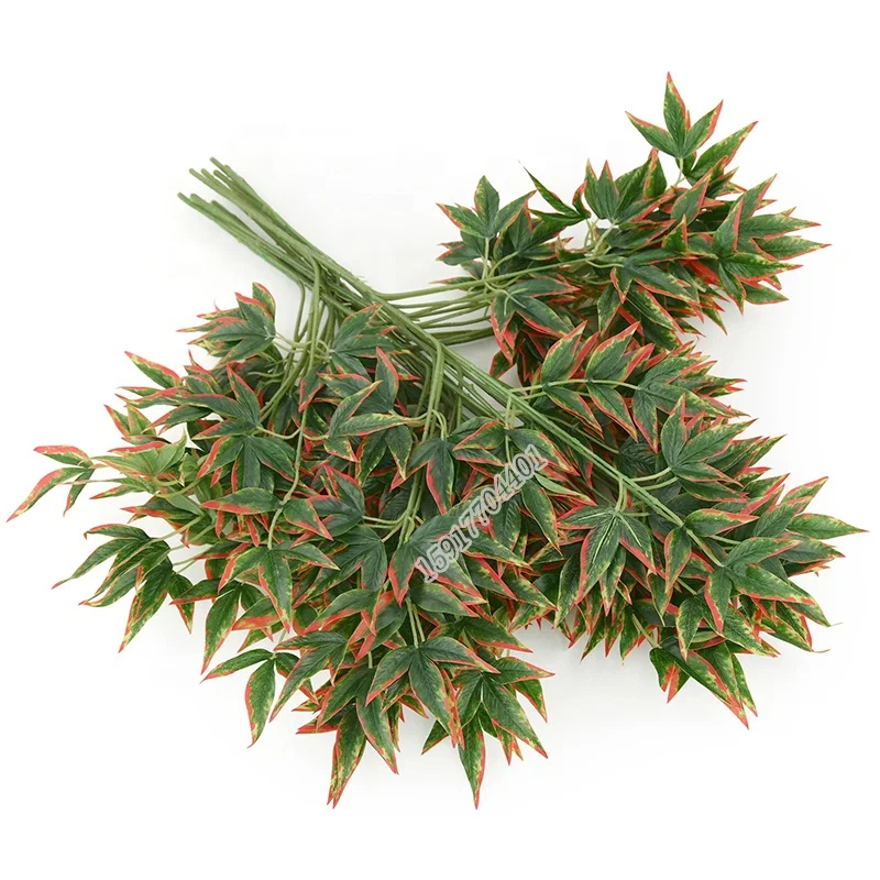 Factory price pvc plant realistic fall leaves Nandina  artificial plant for autumn decoration