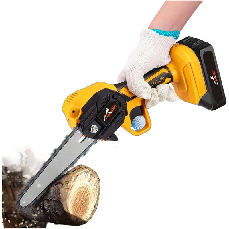 Portable Mini lithium battery electric chain saw 4-Inch Cordless Electric  Chainsaw  Machine for Garden wood cutting