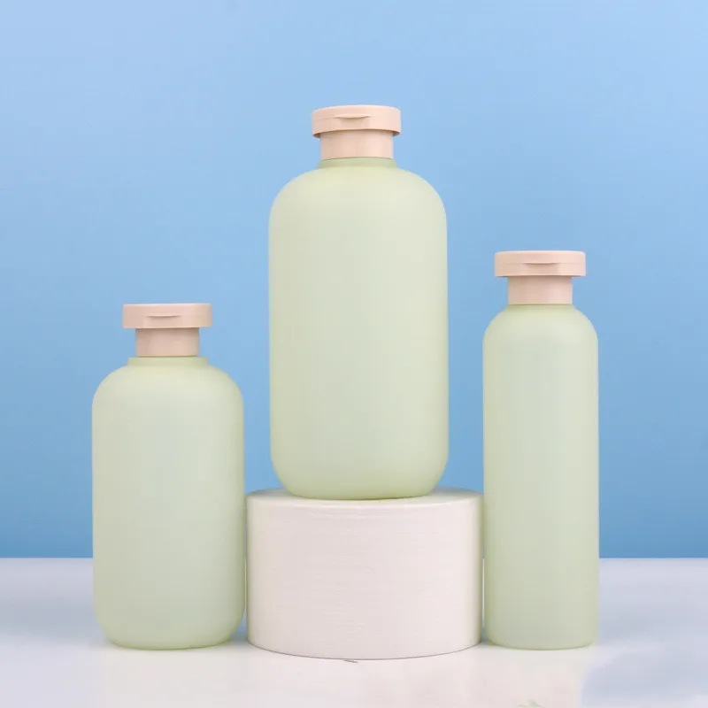 PET Shampoo Shower Gel Bottle with Flip-Top Cap Cosmetic Face Wash Scrub PE Velour Matte Plastic Bottle with Pump Sprey