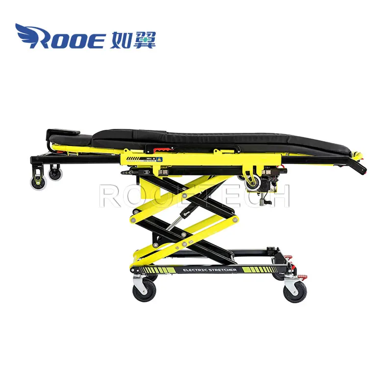 First Aid Double X-shaped Base Frame Structure Automatic Loading Powered Ambulance Stretcher