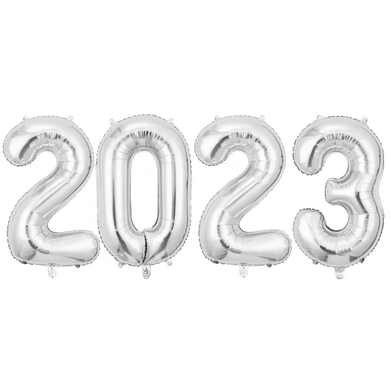 4 шт. 40-дюймовые 2024 фольгированные шары с цифрами 2023 новым