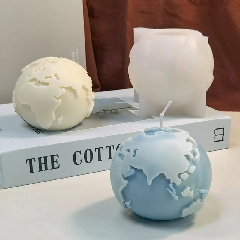 3D Earth Fragrance Candle Silicone Mold Plaster Mold Handmade Soap Expanding Incense Stone DIY 3D Earth Silicone Moulds