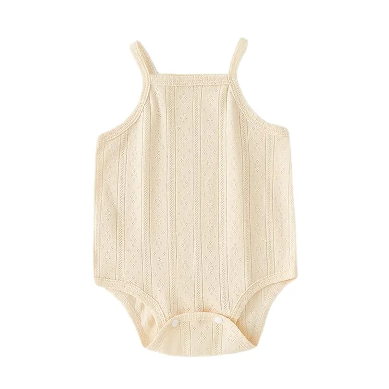 2024 Summer Hot Selling Babys Solid Color Pure Cotton Romper Sleeveless Romper For Children