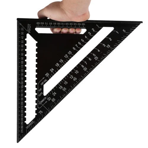 High precision 7' 12' Aluminum alloy triangular plat try square Black oxidation metal ruler protractor triangle ruler