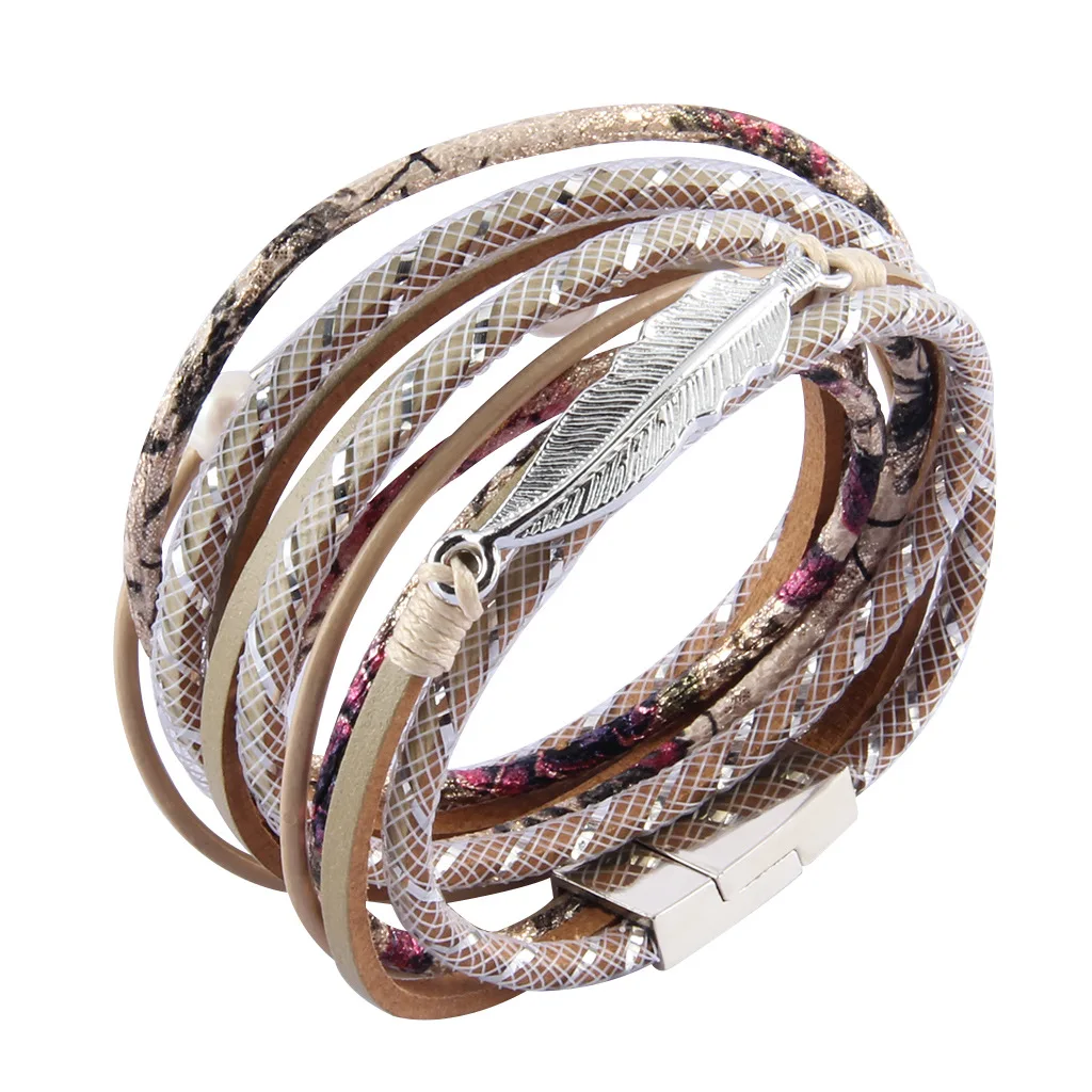 Женский многослойный браслет из сетчатого сплава