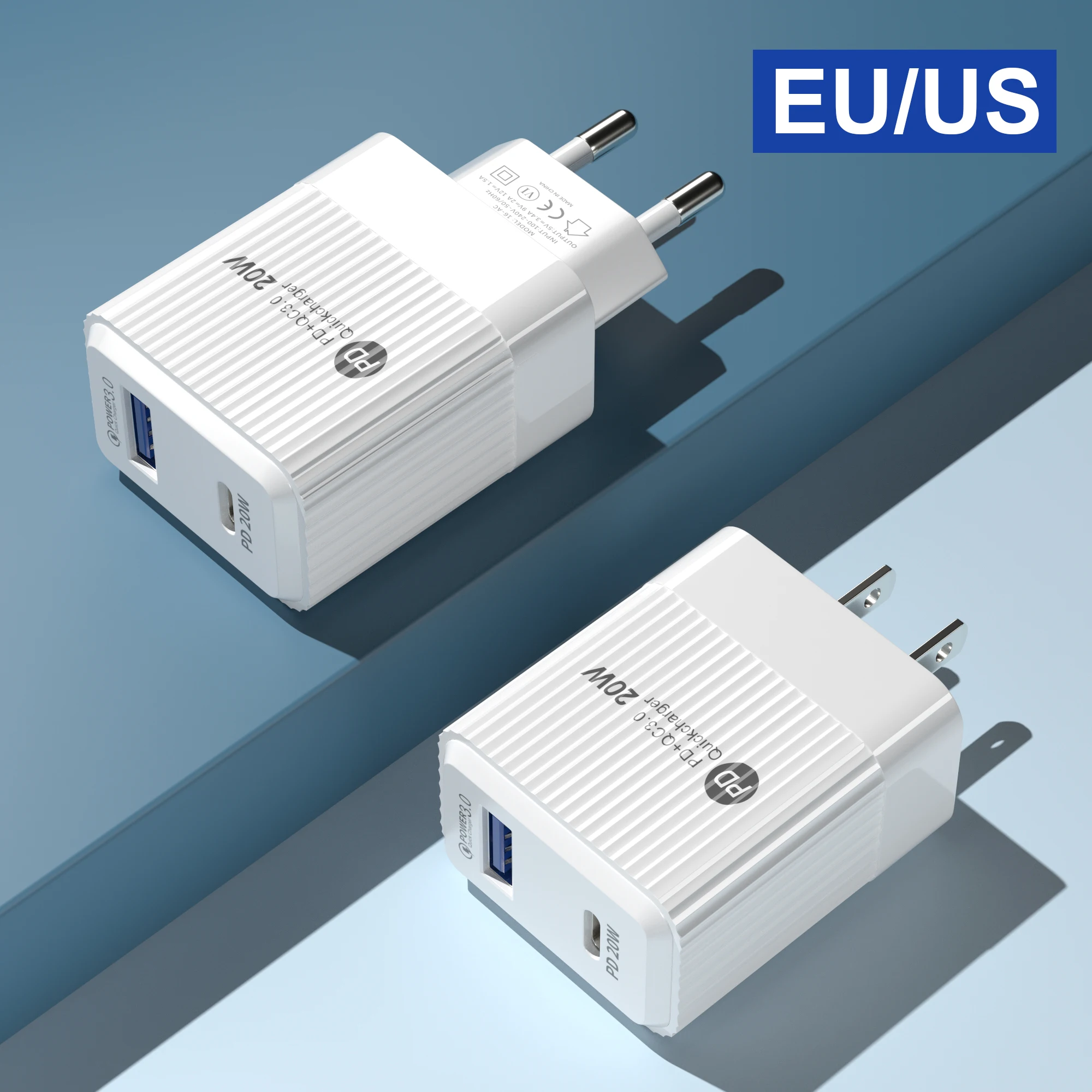 OEM fast charging QC3.0 20W Dual port USB C+A Type C phone Pd wall Charger For Iphone 13 Pro Max