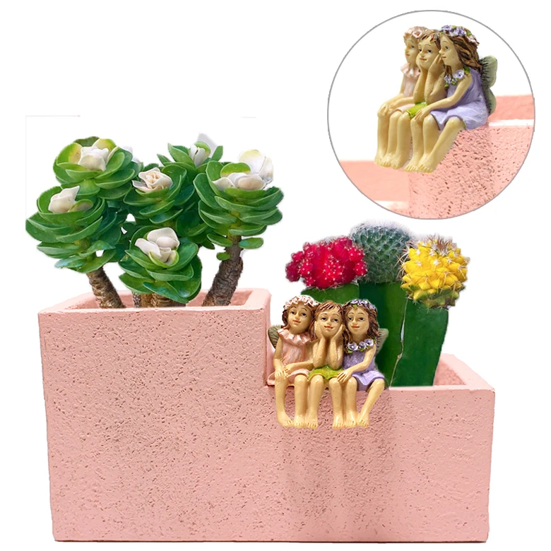 In stock Pink Girl removable Fairy Flower Pot and multi-functional pen pencil holder for desk decor Garden Accessories