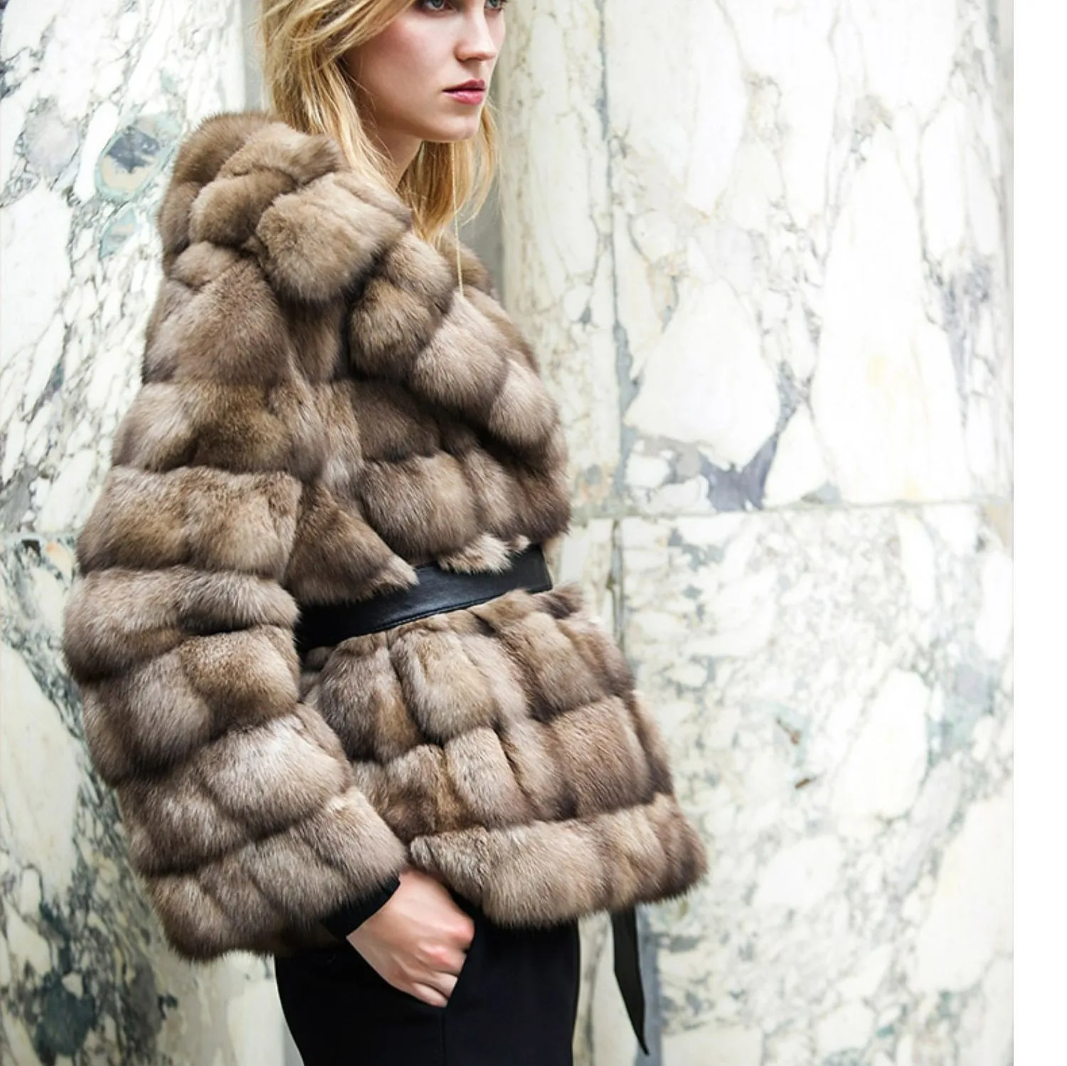 factory direct fluffy stylish and outstanding fur coat real mink fur jacket coat with turn down collar for women