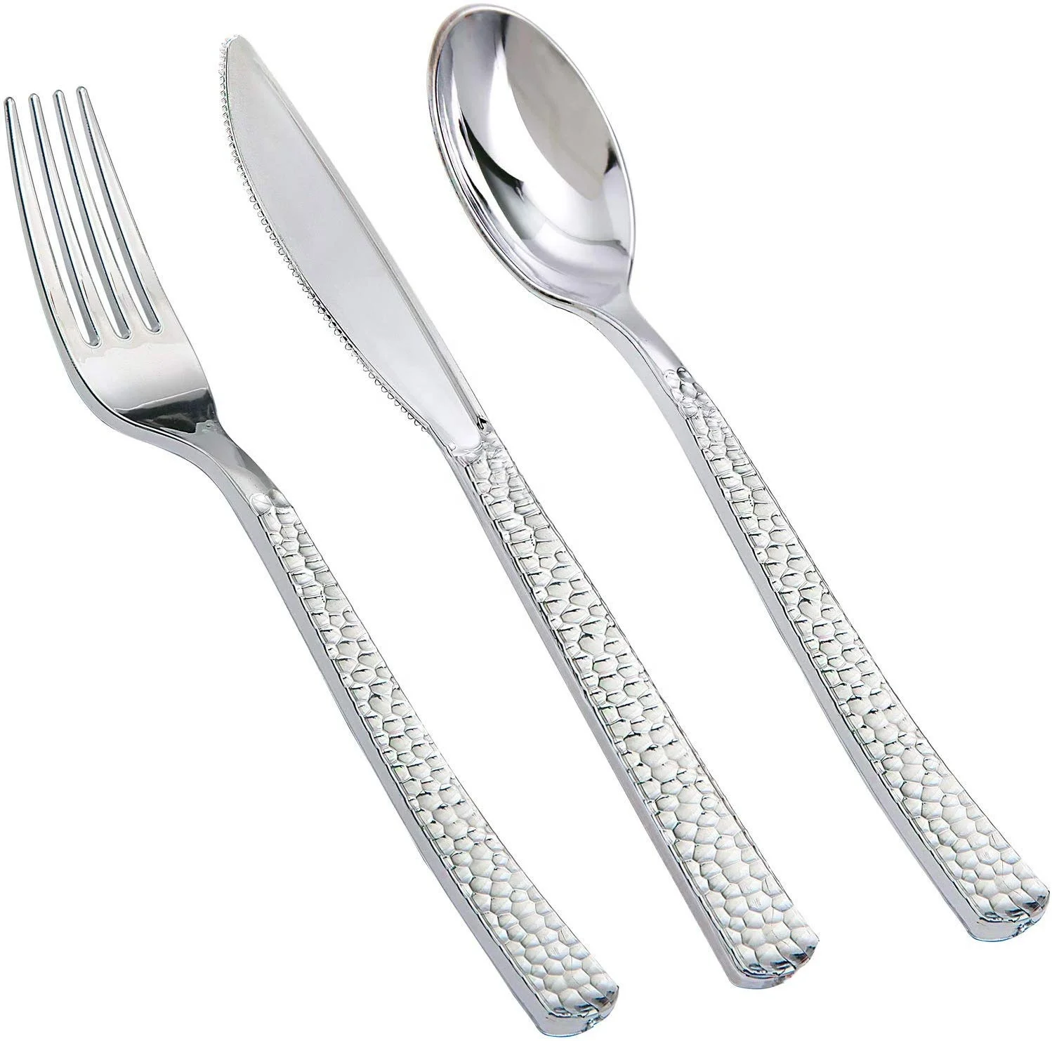 Wholesale Fancy Party Utensils Disposable Silverware Flatware Set Gold Plastic Cutlery