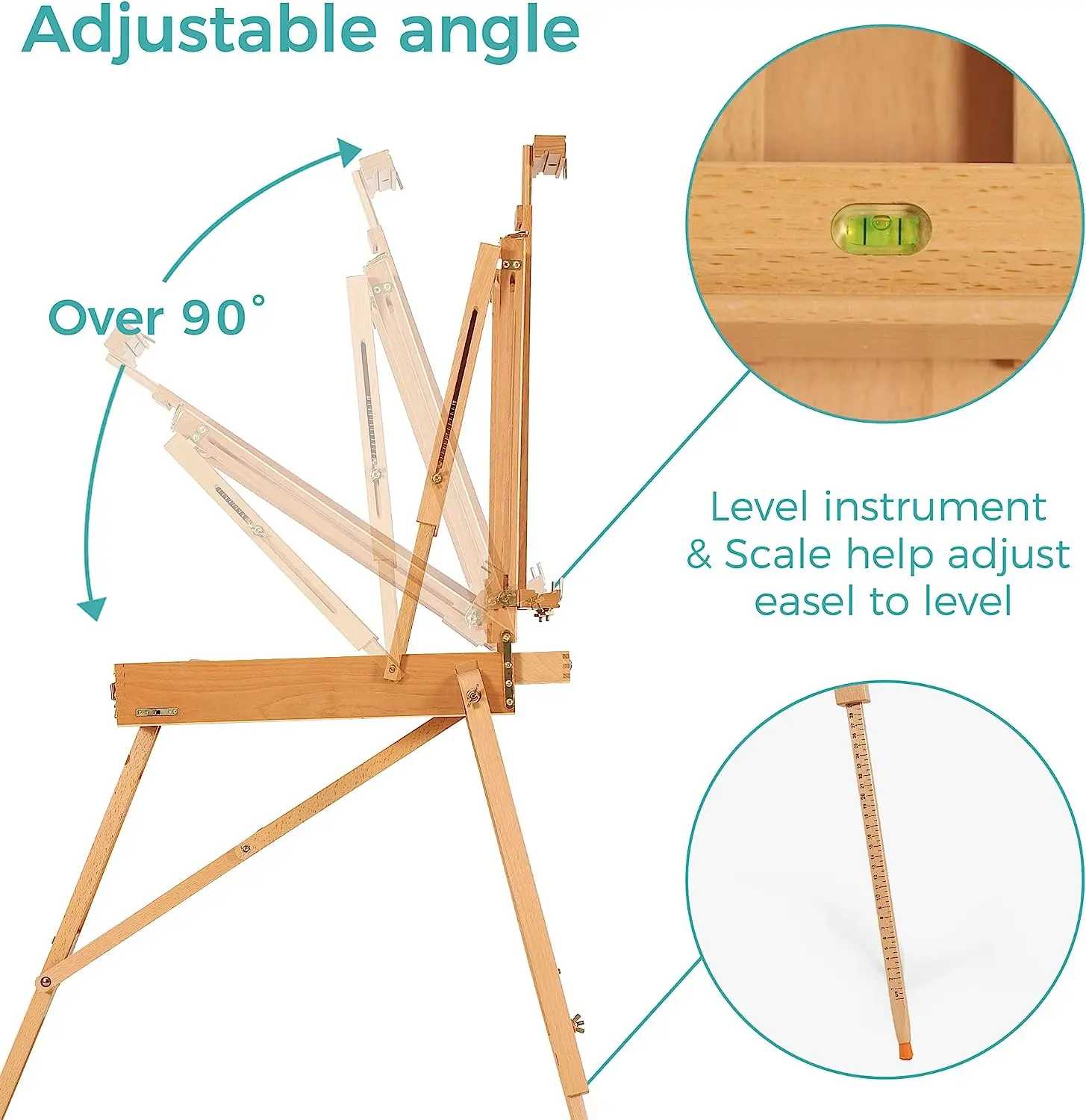 Bview Art Factory Direct Sale Portable Beech Wood Italy Easel For Artist Painting