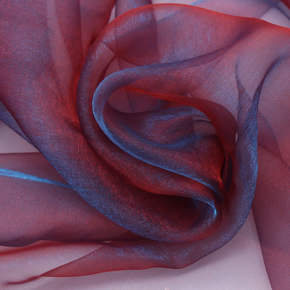 2023 Customization shiny two tone organza rainbow fabric for making dress wedding