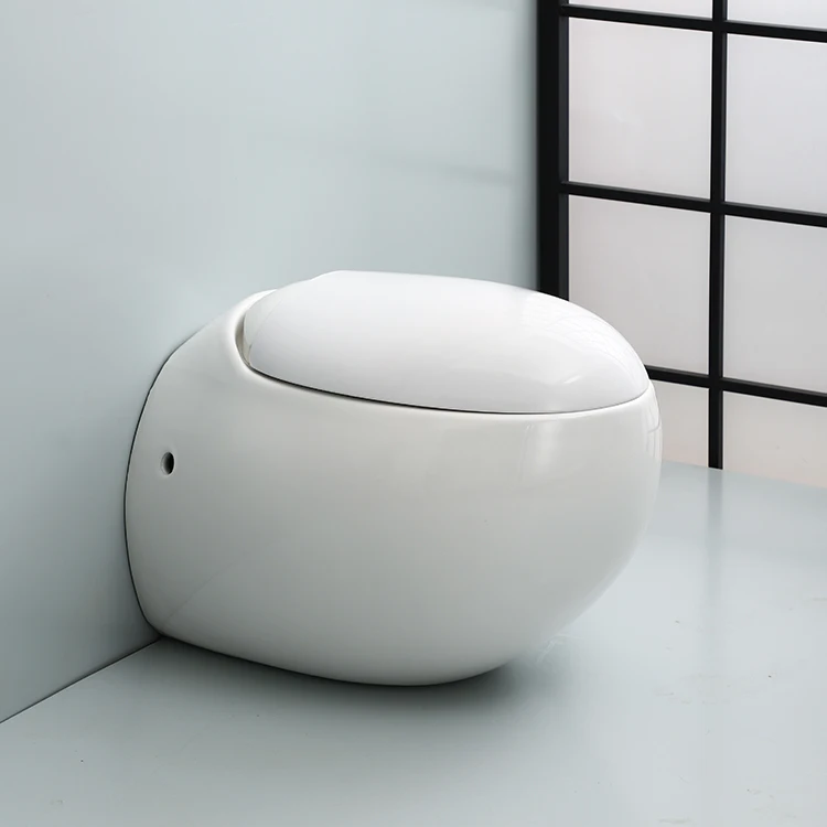 2020 Sanitary ware washdown bathroom ceramic rimless round egg shape one piece wall hung toilet bowl