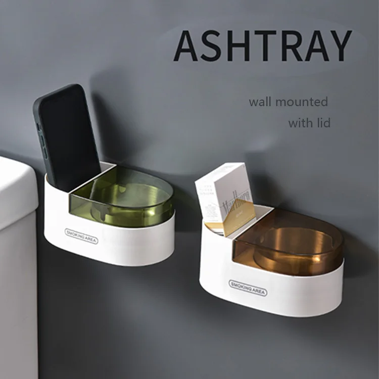 Creative new product wall mounted bathroom cigarette ash tray  stainless steel toilet ashtray Detachable waterproof with lid