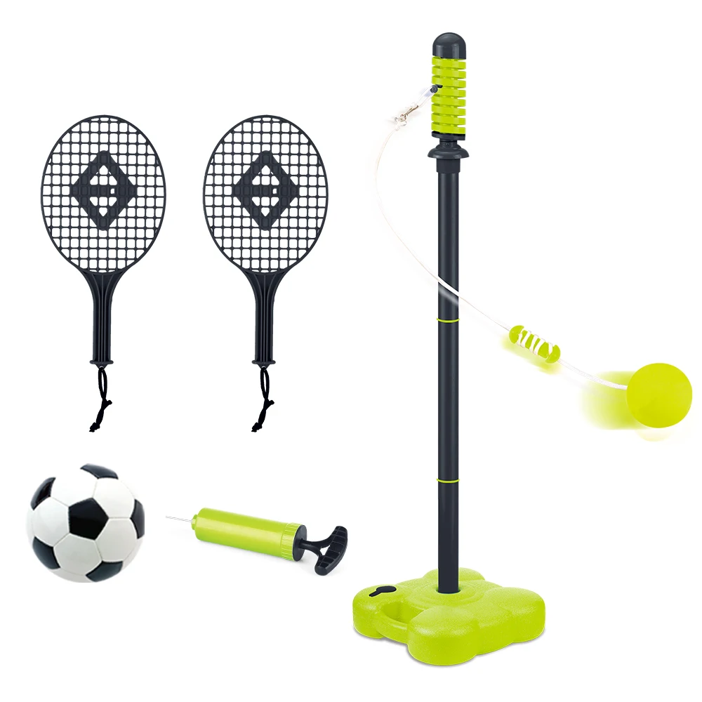 2 In 1 Tetherball Set With Base Tether Tennis Sets & Swing Soccer For Kids Outdoor Backyard Lawn Beach