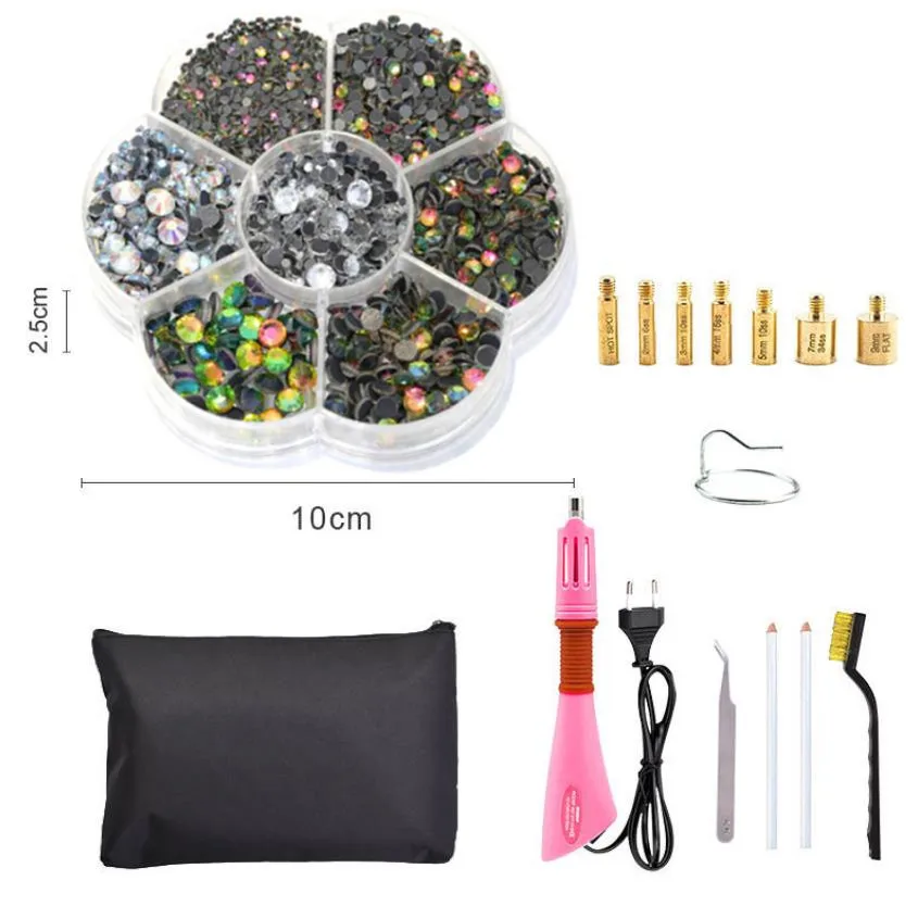 
3000pcs Crystal AB Hot Fix Rhinestones Full Set DIY Rhinestone Tools Bedazzle Kit Hotfix Applicator for Nail Face Clothes 