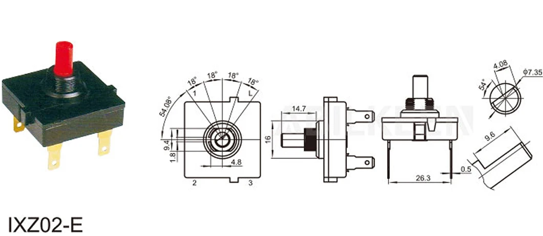18 градусов 5-позиционный поворотный переключатель контурного переключателя нормально открытый