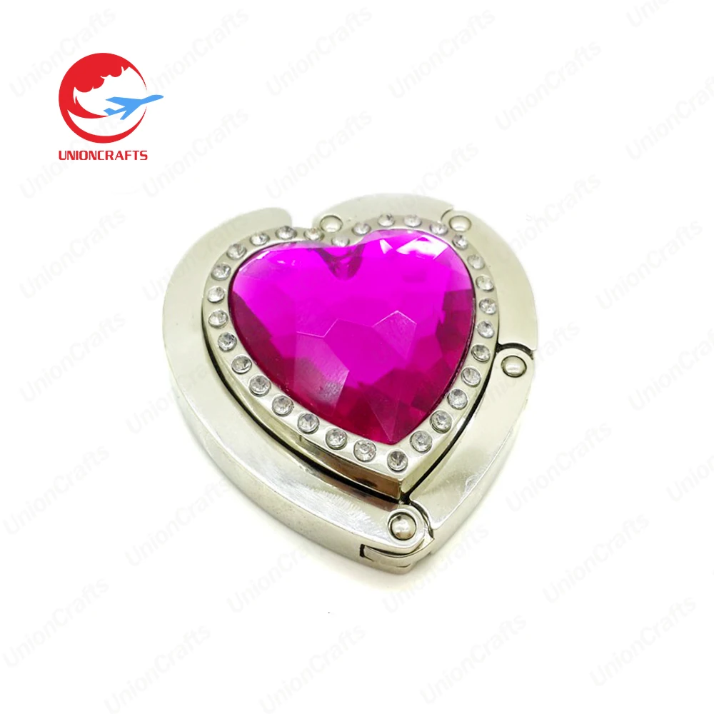 Custom portable foldable metal handbag table top purse hook purse bag table hanger hook for promotional business gifts