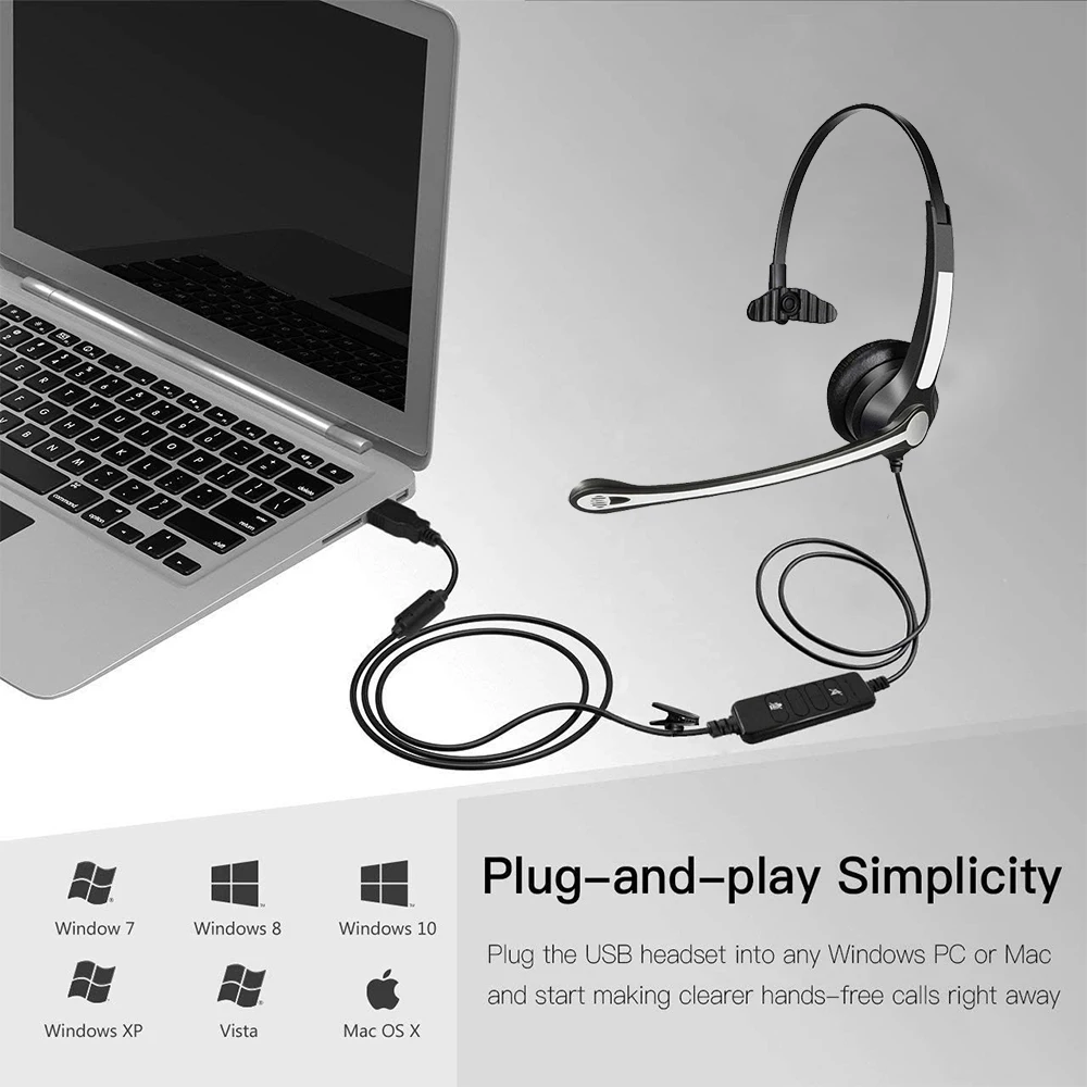 Call Center Headset with USB for Computer