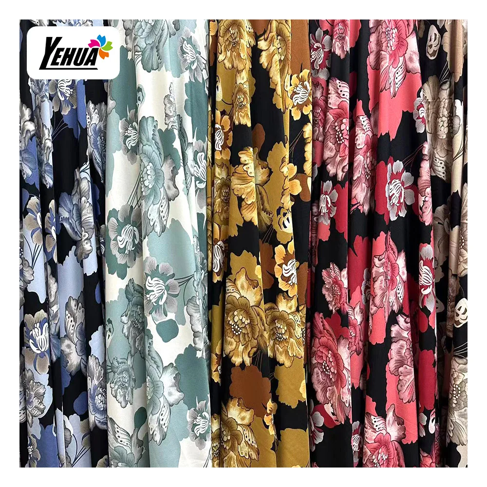 120 gsm Flower print 4 way stretch 95% polyester 5% elastane fabric printing fabric for dress woman