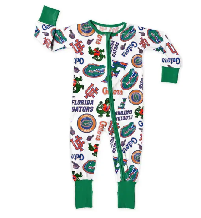 Wholesale Kids Footie Zipper Baby Bamboo Spandex Pajamas