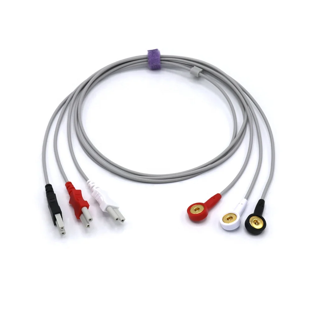 compatible spacelabs ECG cable 3 leads with snap leadwire AHA