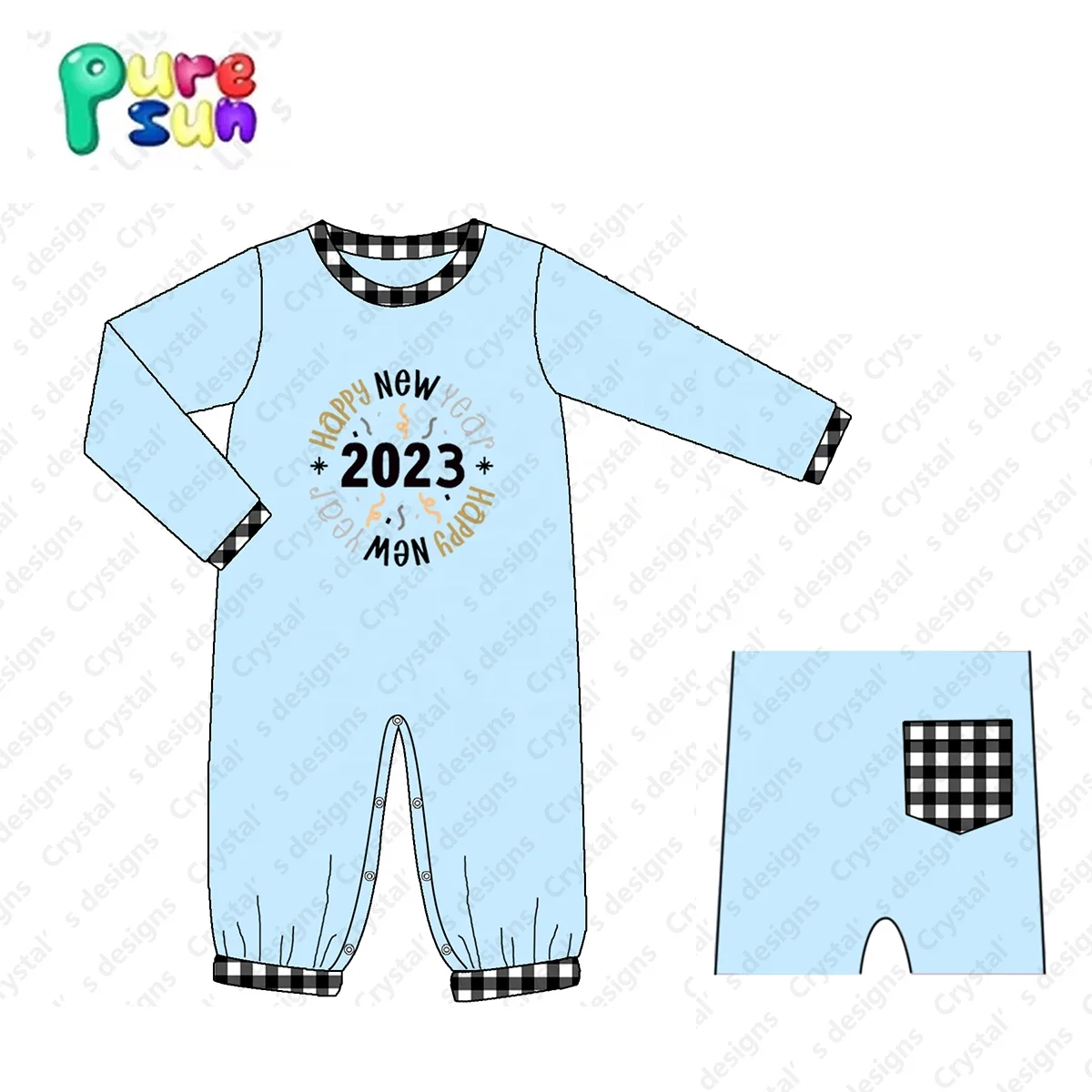 2023 Newest designs baby girl clothes happy new year applique toddler girl winter clothing for girl boutique clothes